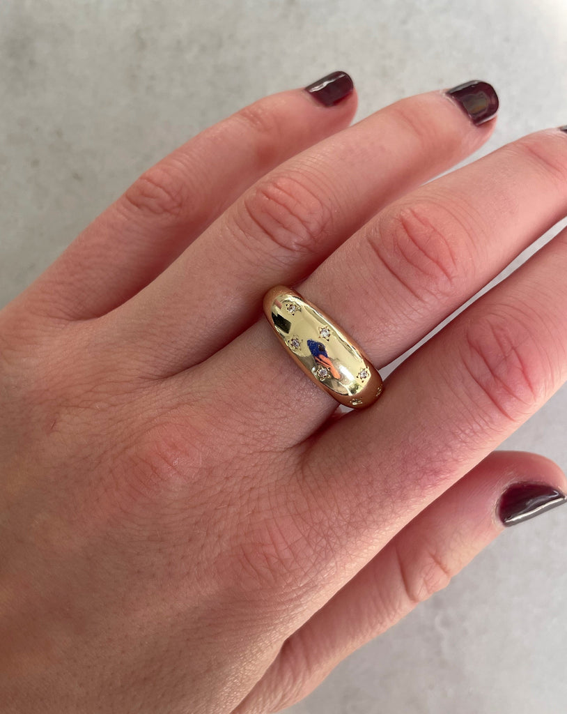 Gold CZ Dome Ring